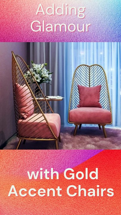 Premium Set of 2 Chairs for Living Room with Gold Metal Frame