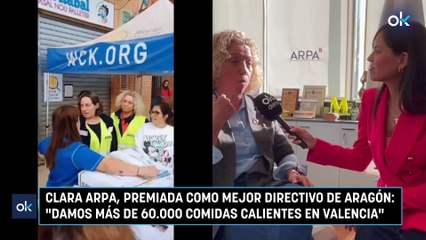 Clara Arpa, premiada como mejor directivo de Aragón: "Damos más de 60.000 comidas calientes en Valencia"