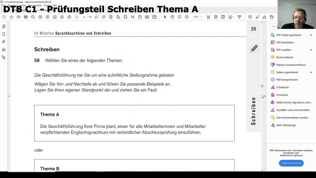 Deutsch-Test für den Beruf C1 – 14 – Stellungnahme zum Thema: verpflichtender Englischkurs