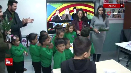 Adana'da öğrencilerden, fedakar öğretmenlere sürpriz