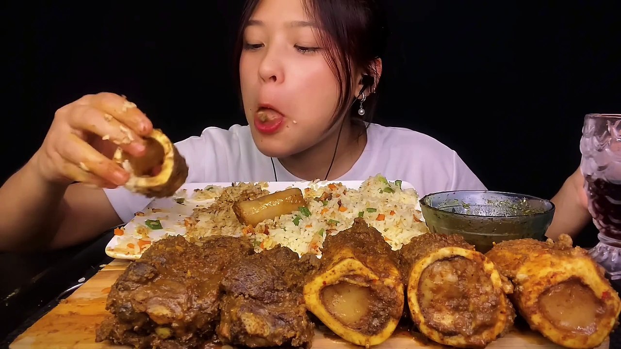 BRAISED BUFFALO RIBS🔥BUFFALO BONE MARROW GRAVY WITH FRIED RICE _ REAL MUKBANG _ BIG BITES _