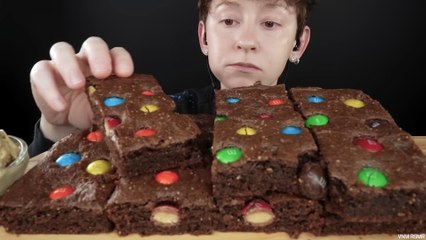 ASMR Peanut Butter M&M Candy Brownies & Candy Ice Cream _ VNM ASMR Dessert Mukbang Eating Sounds 먹방