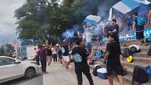 Los hinchas de Racing partieron desde el Monumento a Güemes