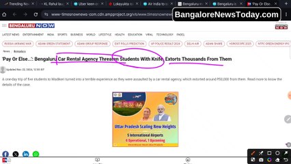 Bengaluru Car Rental Agency Threaten Students With Knife // Bangalore News Today