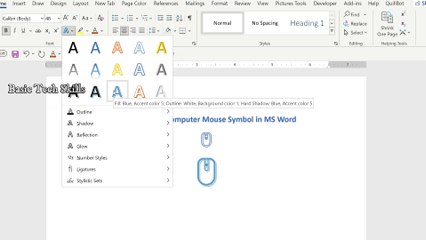 How to insert Computer Mouse Symbol in MS Word