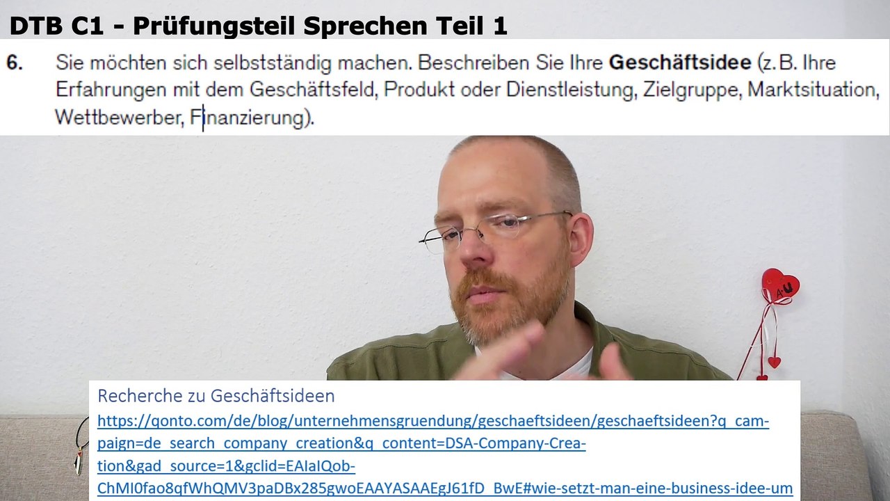 Deutsch-Test für den Beruf C1 – 21 – Prüfungsteil Sprechen Teil 1 – Thema 6: Ihre Geschäftsidee