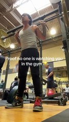 Guy tries to put the barbell back on the rack, but the mount fell off!