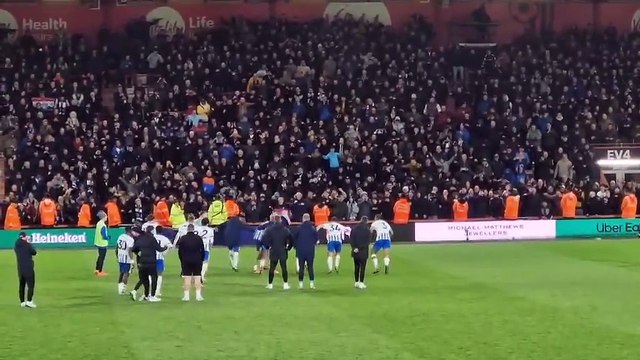 Watch as Brighton players celebrate hard-earned win with away fans at Bournemouth