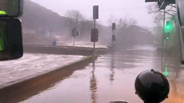 Flooding between Hebden Bridge and Todmorden after Storm Bert