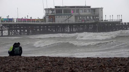 Storm Bert: Video shows waves at Worthing Pier