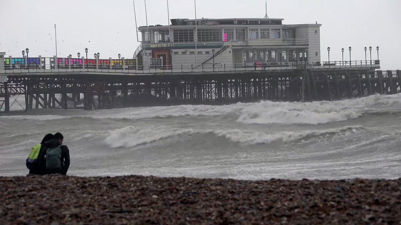 Storm Bert: Video shows waves at Worthing Pier