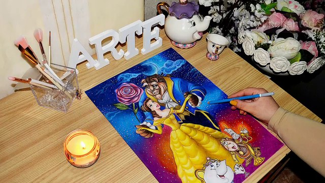 Disegno Disney La Bella e La Bestia - Beauty And The Beast - Original Movie Poster Design by Arte Enchanted