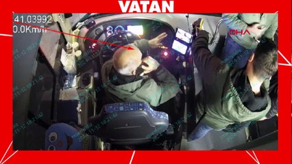 Beyoğlu'nda saldırgan şahıs otobüs şoförüne kaldırım taşı fırlattı