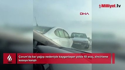 Çorum'da feci kaza! 10 araç birbirine girdi