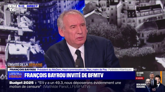 François Bayrou (MoDem): Personne de responsable dans le pays ne peut souhaiter la chute d'un gouvernement qui a été nommé il y a deux mois