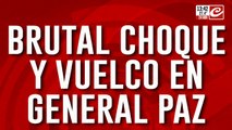 Brutal choque y vuelco en General Paz: hay 4 personas asistidas