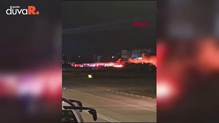 Antalya Havalimanı'na inen 79 yolculu uçakta yangın çıktı