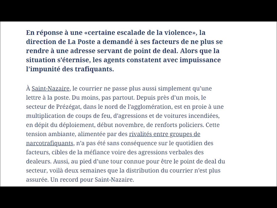 La Poste arrête la distribution de courrier pour protéger les facteurs des attaques des dealers.