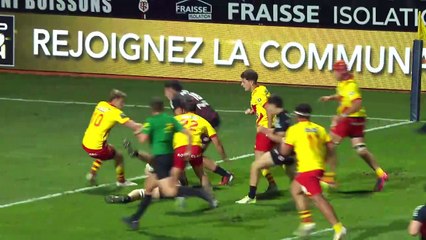 TOP 14 - Essai de Théo NTAMACK (ST) - Stade Toulousain - USA Perpignan