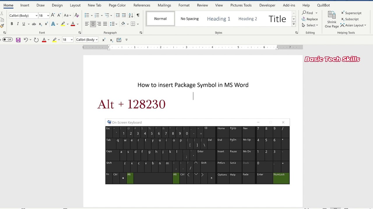 How to insert Package Symbol in MS Word