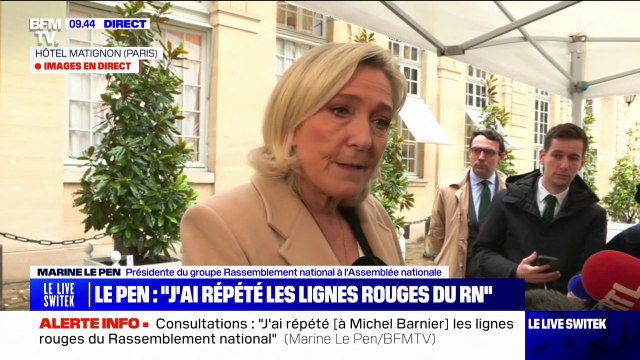 J'ai répété les lignes rouges du RN , assure Marine Le Pen après son entretien avec Michel Barnier