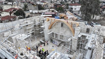 Depremde hasar gören Habib-i Neccar Camisi'nin restorasyonu tamamlanıyor