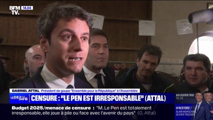 Menace de censure: Gabriel Attal dénonce une "position totalement irresponsable" de Marine Le Pen