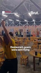 Storm sends people flying