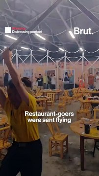 Storm sends people flying