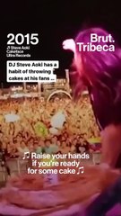 DJ Steve Aoki has a habit of throwing cakes at his fans …