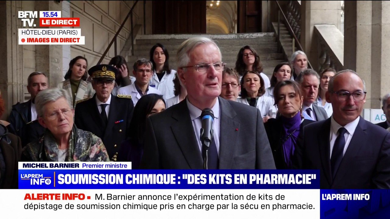 Soumission chimique: Michel Barnier veut "expérimenter le remboursement par l'assurance maladie dans plusieurs départements de kits individuels de détection"