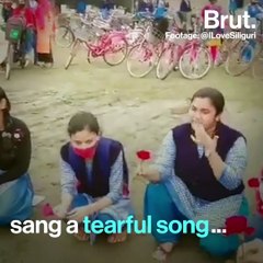They wished their teacher a melodious goodbye