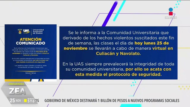 La UAS suspende clases presenciales en Culiacán y Navolato por hechos de violencia