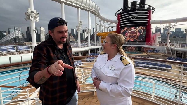 Coop chats with the Cruise Director of the Disney Treasure from Disney Cruise Line