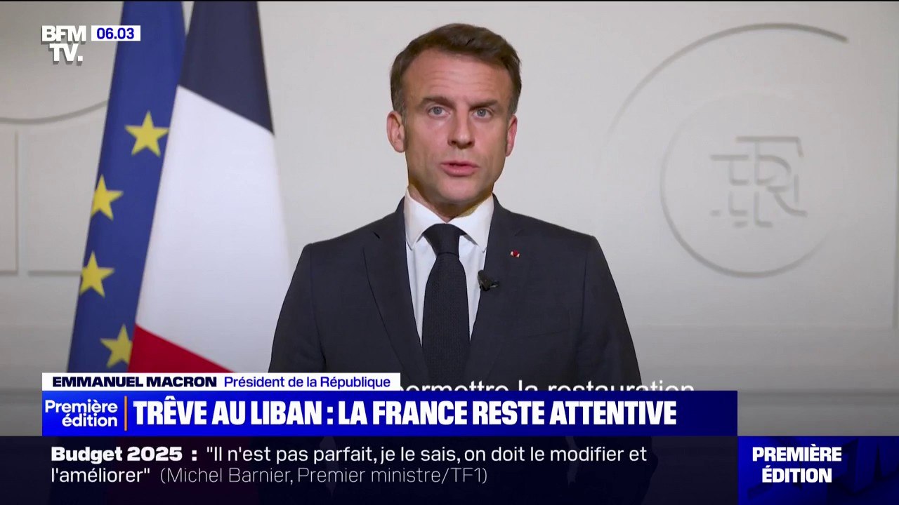 Cessez-le-feu au Liban: Emmanuel Macron affirme qu'il "importe qui le soit dans la durée"