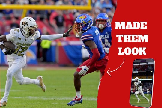 Colorado Buffaloes’ Travis Hunter breaks free from multiple Kansas defensive players and scores a beautiful touchdown