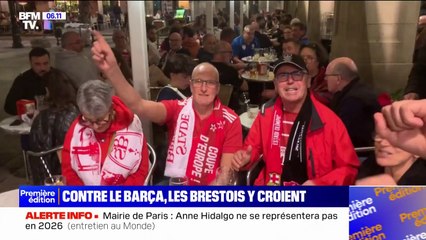 Ligue des champions: ces supporters brestois vivent déjà leur "rêve" à Barcelone avant le match