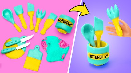 Construisons une cuisine parfaite pour poupées ! Ustensiles de cuisine et manique miniatures