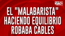 Lo sorprendieron robando cables en las alturas y mirá cómo terminó
