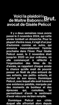 Procès des viols de Mazan : la plaidoirie de Maître Stéphane Babonneau, avocat de Gisèle Pelicot.