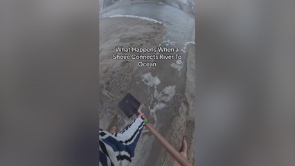 Conectan un río con el océano utilizando una pala y ocurre esto: lleva más de 28M de reproducciones