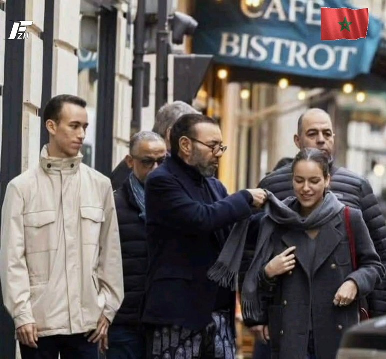 King Mohammed VI on a family outing in Paris with Prince Moulay El Hassan and Princess Lalla Khadija