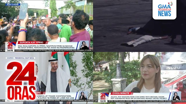 24 Oras: (Part 3) Naungkat na pagkamatay ni dating senador Ninoy Aquino sa banggang BBM-Sara; nagtipon-tipon na supporters ni FPRRD sa EDSA Shrine; PBBM sa UAE; bagong projects ni Jillian Ward, atbp.