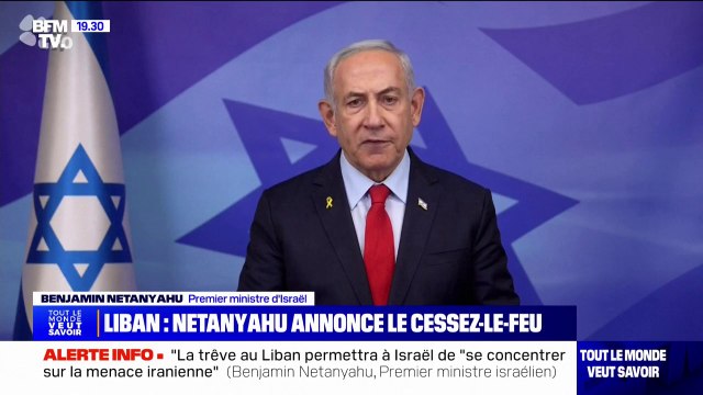 Benjamin Netanyahu annonce avoir amené devant le cabinet de sécurité israélien l'approbation de l'accord de cessez-le-feu au Liban