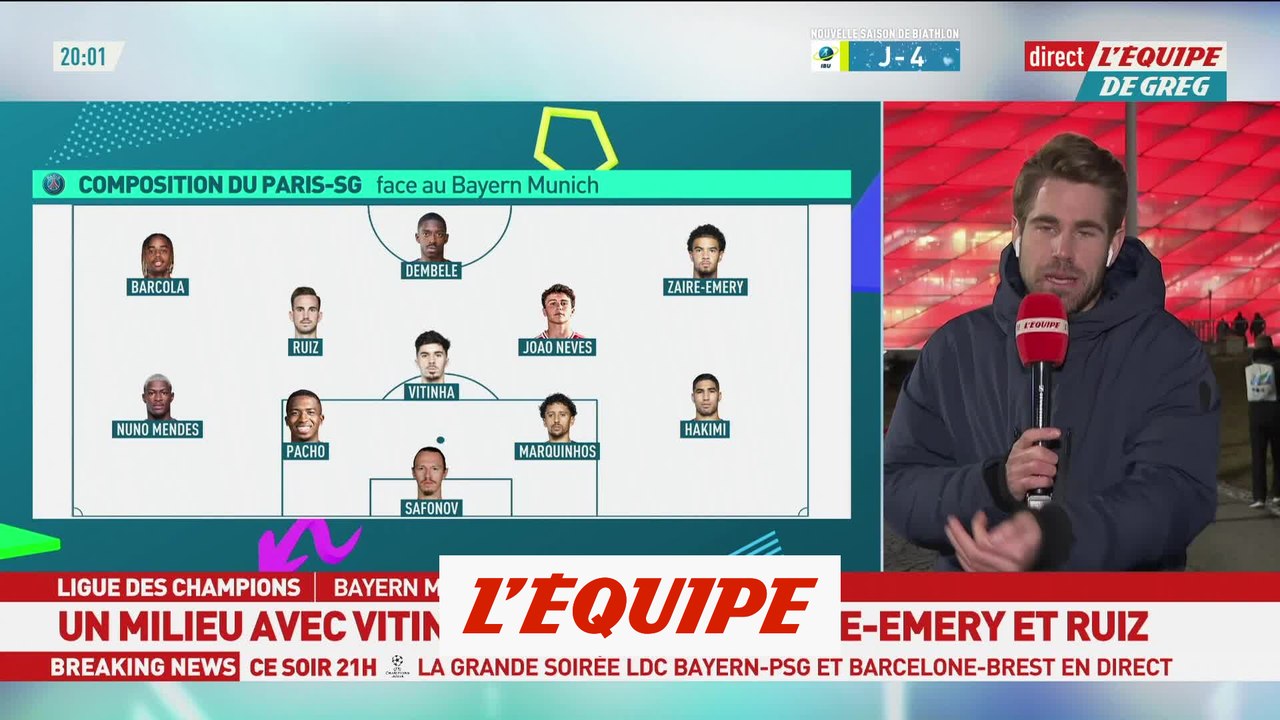 Le PSG avec Dembélé et Barcola en attaque face au Bayern Munich - Foot - C1
