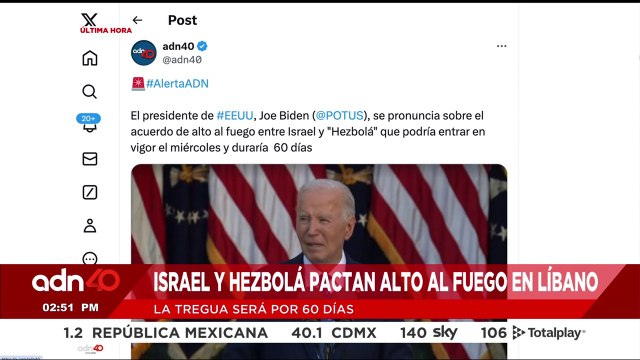 🚨¡Última Hora! Alto al fuego en Líbano, Israel y Hézbola pactan alto al fuego