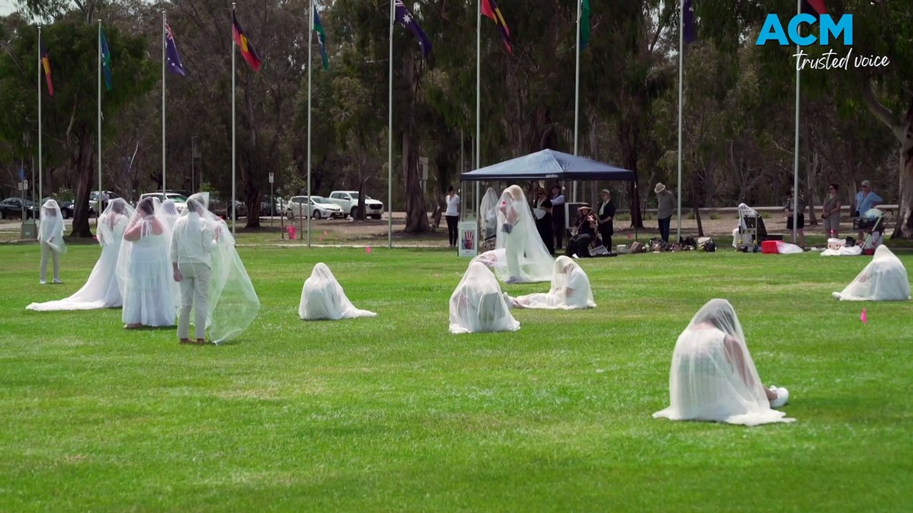 Ghosts of Murdered Women at Parliament House, Canberra, November 25, 2024.