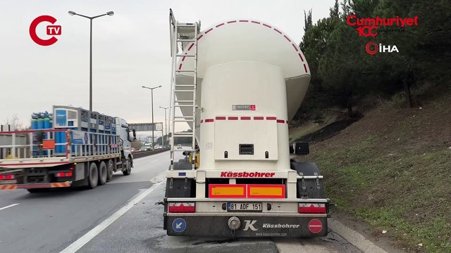 Anadolu Otoyolu'nda faciadan dönüldü! Küle dönen TIR'dan geriye demir yığını kaldı