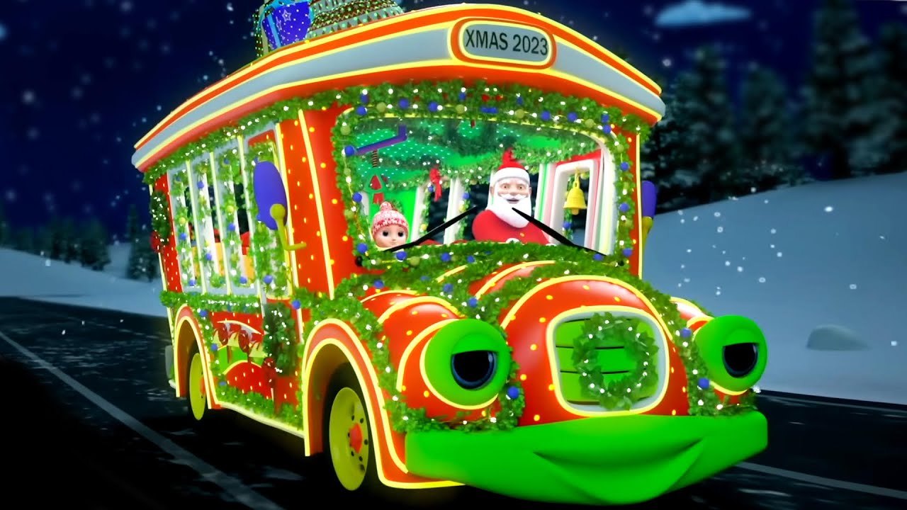 Christmas Wheels On The Bus, Xmas Fun Nursery Rhymes & Cartoon Videos for Kids