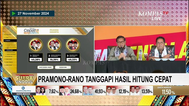 [FULL] Pramono-Rano Tanggapi Hasil Quick Count Pilkada Jakarta 2024 | SERIAL PILKADA